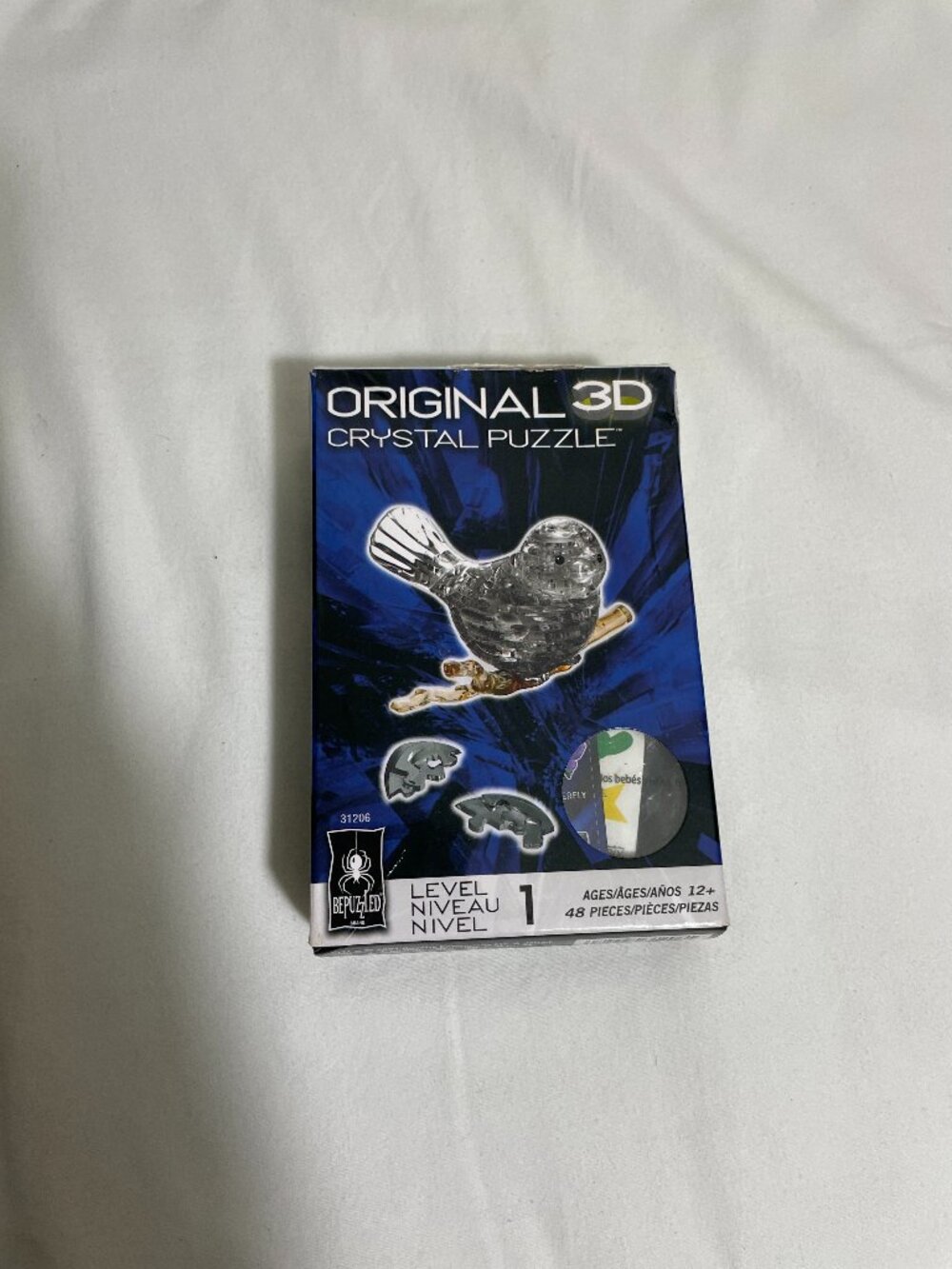 BePuzzled Original 3D Crystal Puzzle Black Bird 48 Pieces 31206 New Sealed Bag